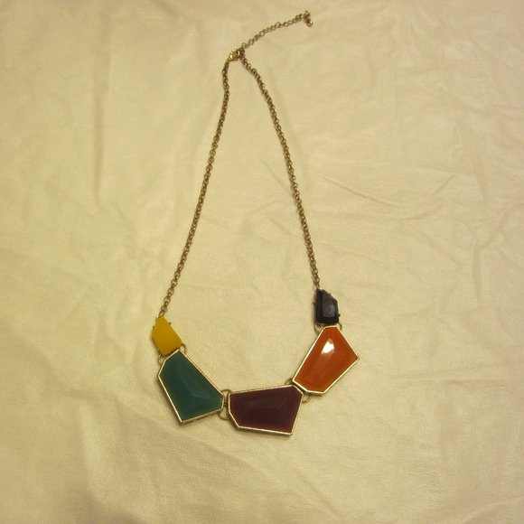 RETRO STYLE 90'S MULTI STONE GEOMETRIC CHOKER NECKLACE - Picture 2 of 2